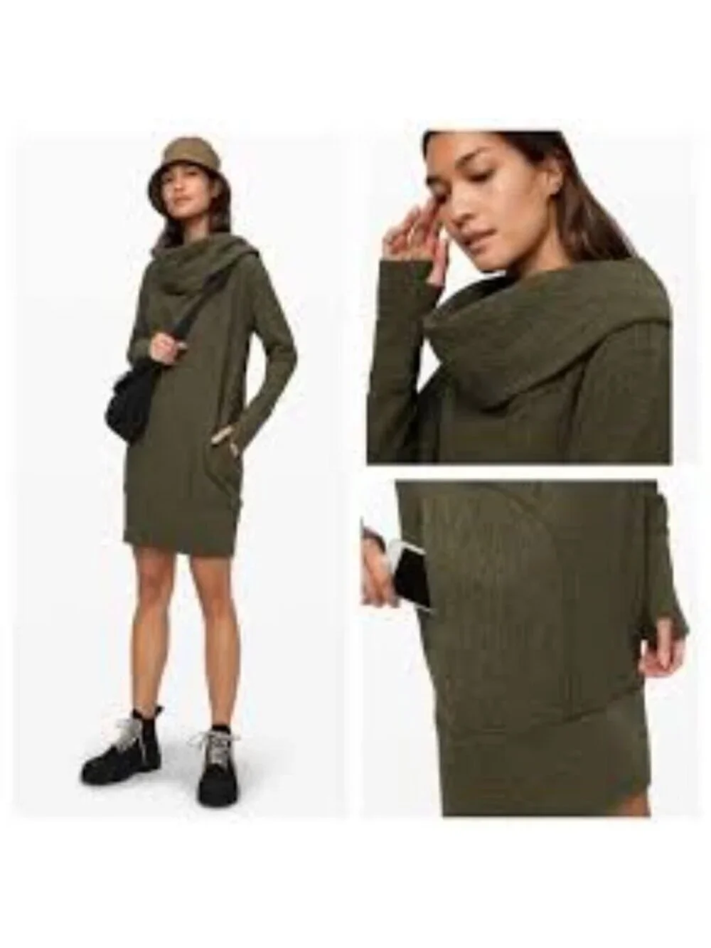 Lululemon Along the Way Dress Heathered Dark Olive M
